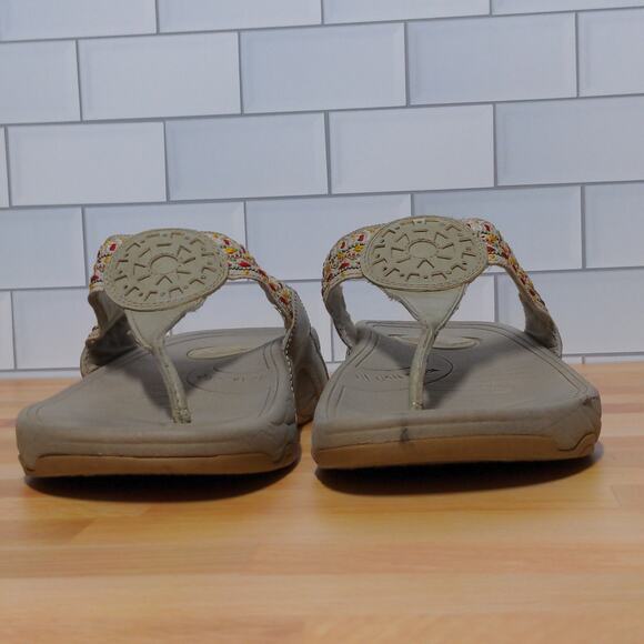 Skechers Natural Cali Tone Ups Sandals Flip Flops Boho Toe Post Thong - Size 9 - Picture 7 of 13